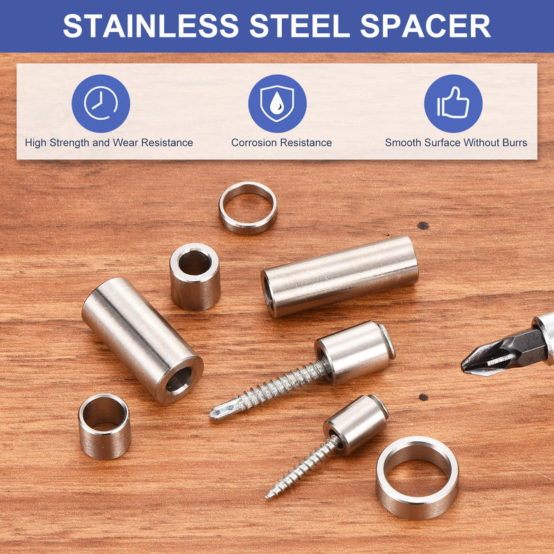 [Australia - AusPower] - uxcell 8Pcs 304 Stainless Steel Spacer 5/8" OD x 1/2" ID x 1/2" Length(16x12x13mm) Screw Standoff Bushing Plain Finish Unthreaded Round Metal Spacer for M3 Screws Bolts and Rods, Silver 16x12x13mm 