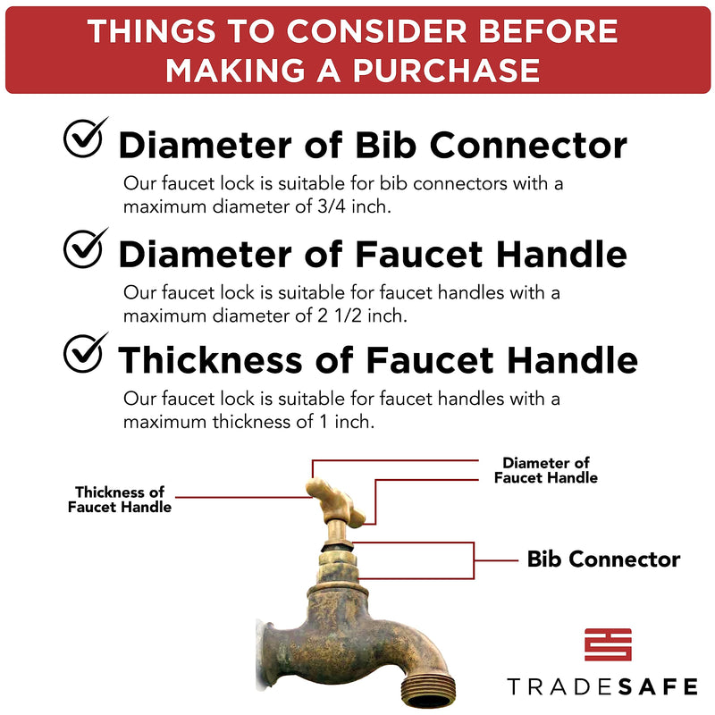 [Australia - AusPower] - TRADESAFE Outdoor Faucet Lock - Water Spigot Lock, Durable Faucet Locks Outdoor with Keyed Padlock, Prevent Water Theft, Unauthorized Outside Faucet Use Plastic 