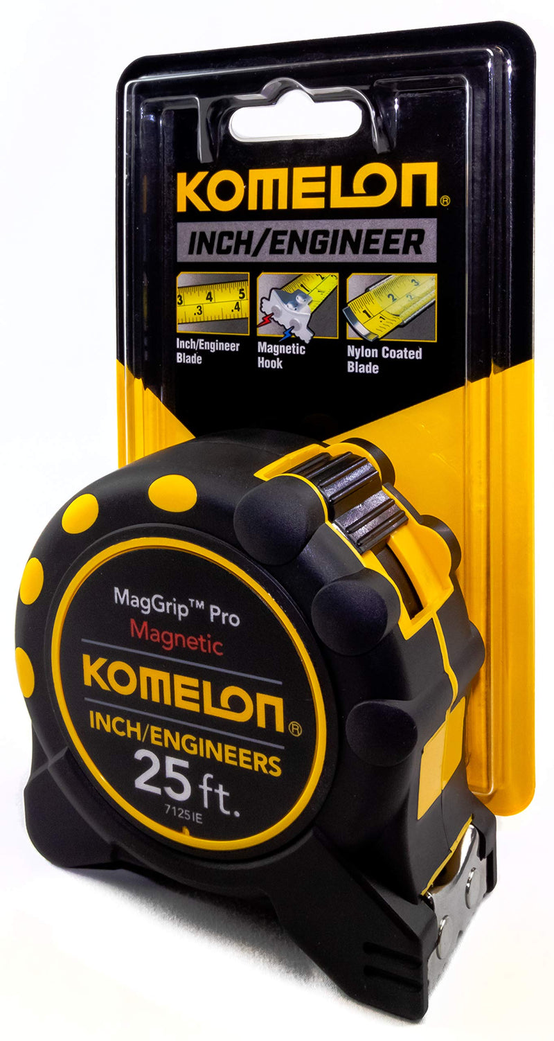 [Australia - AusPower] - Komelon 425IEHV High-Visibility Professional Tape Measure & 7125IE; 25' x 1" Magnetic MagGrip Pro Tape Measure with Inch/Engineer Scale, Yellow/Black 