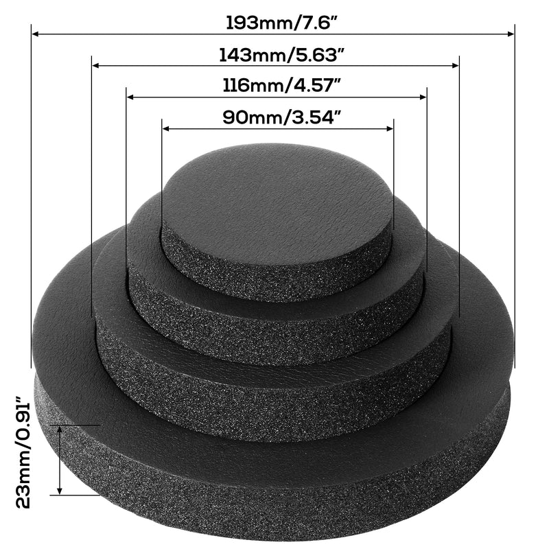 [Australia - AusPower] - RDBS 6" 6.5" 6.75" Car Speaker Foam Rings Universal Self Adhesive Speaker Fast Rings Sponge Bass Blocker Kit Waterproof High Rebound EVA Foam Speaker Enhancer Baffle（4PCS ） Three ring 