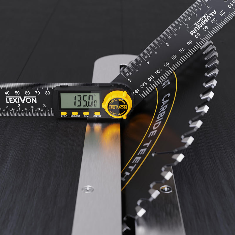 LEXIVON Digital Protractor Aluminum 130mm Digital Angle Gauge Multipurpose Angle Gauge with XL Display and Durable Zipper Pocket (LX-DAF5) Digital 130mm