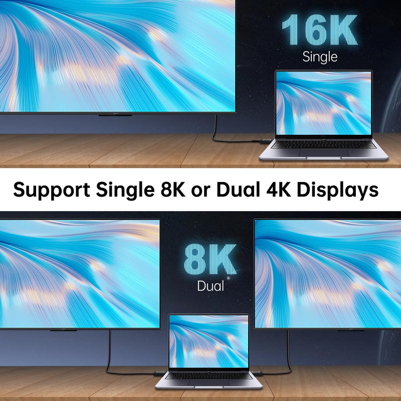 [80Gbps Data Sync] Compatible with Thunderbolt 5 Cable 10 ft Support 240W Charging and 16K/ Dual 8K displays for MacBook, Mac mini, Thunderbolt 4/3 Monitor, Not Support Docking Stations and Hub 10FT
