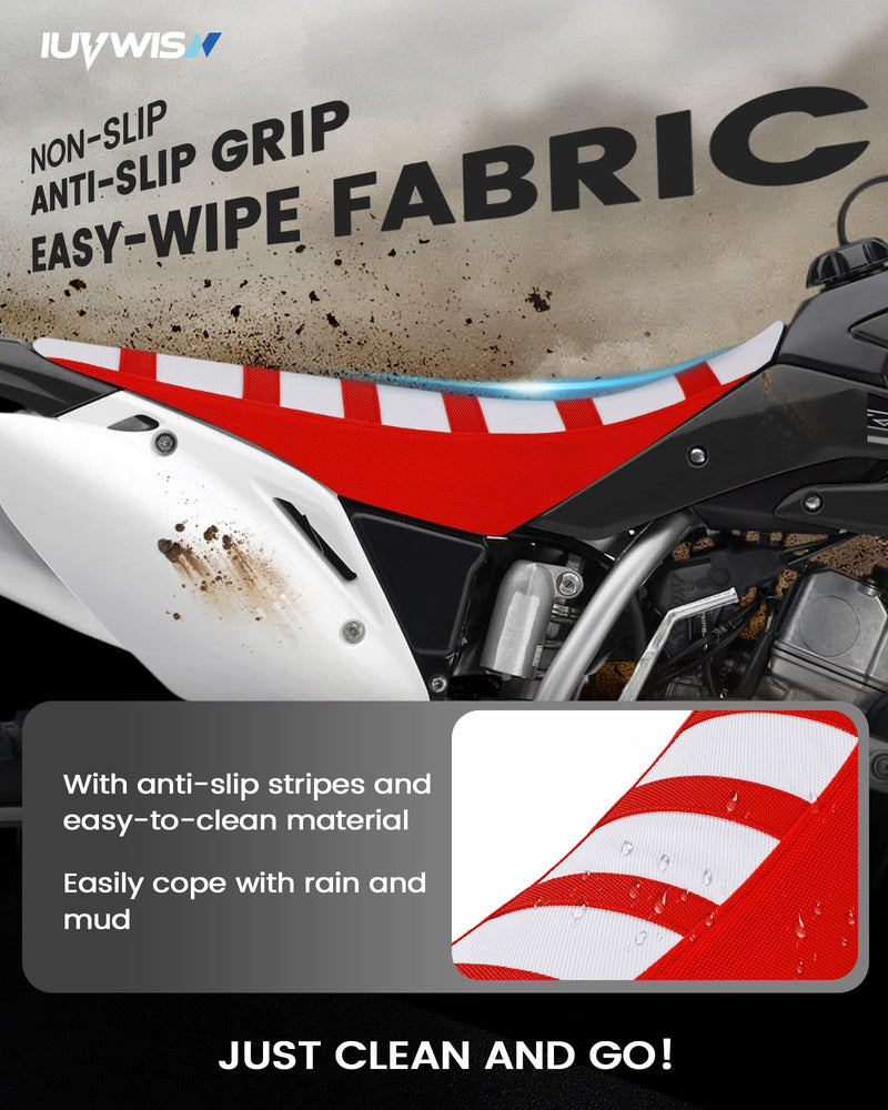 Universal DirtBike Motorcycle Seat Cover Particle Surface Red - for Most Dirt Pit Bike Motocross Off Road Enduro|Soft|Non-Slip|Weather-Resistant|Durable Design|Precise Fit