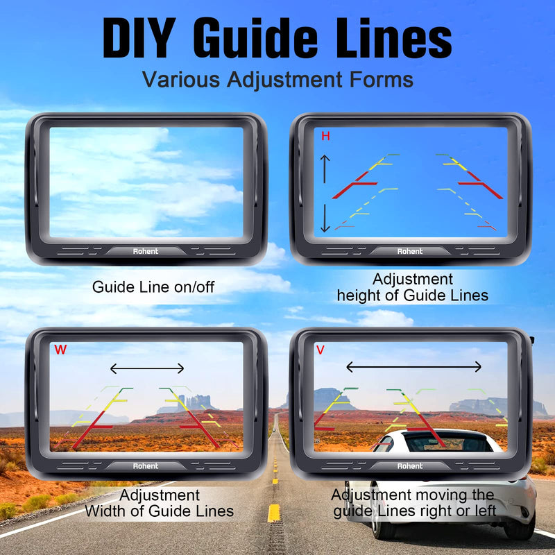 [Australia - AusPower] - Rohent Backup Camera Monitor HD 1080P Night Vision Waterproof Car Truck License Plate Back Up Rear View Reverse Cam Kit DIY Gridlines R1 