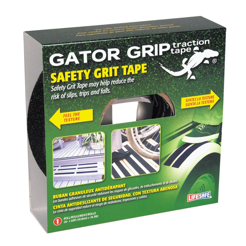 Gator Grip Traction Tape, Premium Grade 60 Grit Anti-Slip Adhesive Tape, Indoor/Outdoor, Great for Stairs, Docks, Boats & Ramps, Black, 2 inch x 60 ft, RE142 2 Inch x 60 Foot