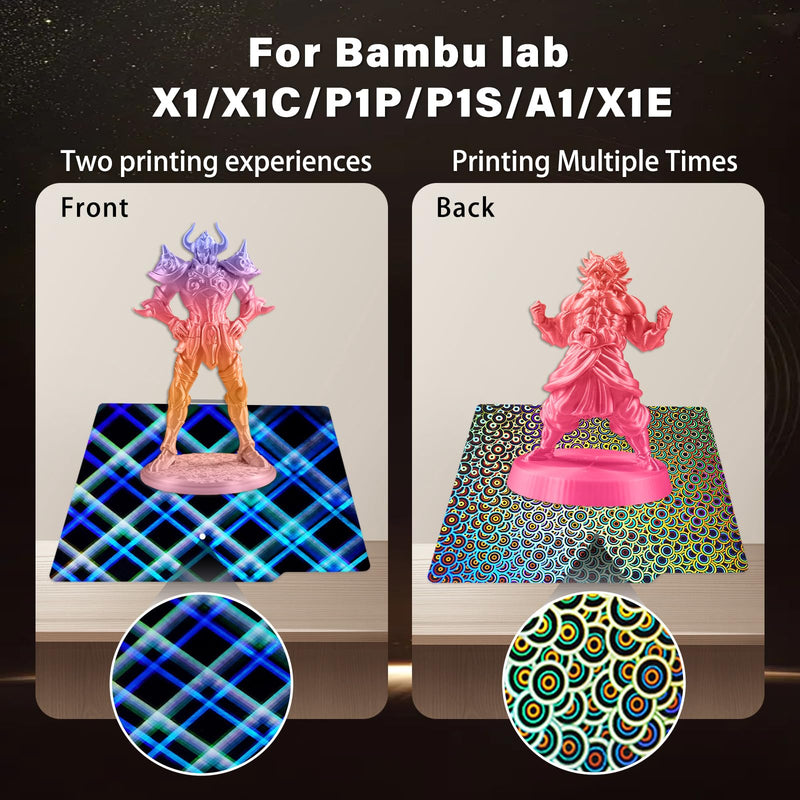 [Australia - AusPower] - New Upgraded H1H Build Plate for Bambu Lab A1/X1C/X1/X1E/P1P/P1S 3D Printer, Smooth Kaleidoscope+Smooth Skynet Spring Steel Plate Flexible Plate 257x257mm for Bambu 3D Printers H5H(Kaleidoscope+Skynet) Lab X1/X1C/X1E/P1P/P1S/A1 