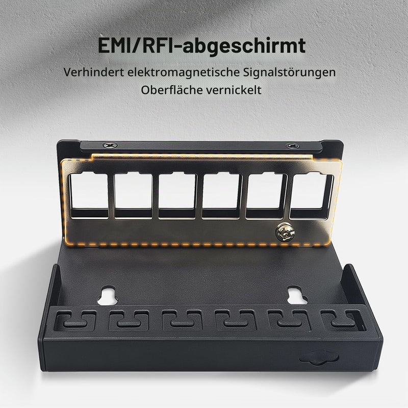 6 Port Patch Panel Patch Panel for 14.9 mm x 17 mm Keystone Module Compatible with Ethernet LAN RJ45 Coaxial Connector BNC F Connector Antenna Connector RJ-11 RCA Jack USB Toslink HDMI Black 6 Port