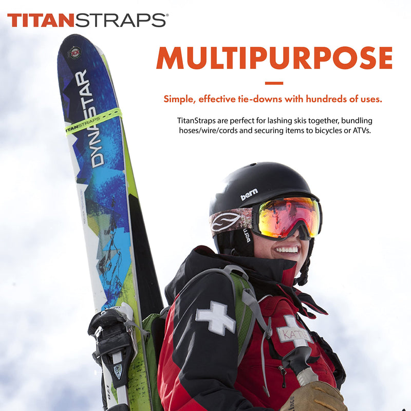 [Australia - AusPower] - Titan Utility Straps – Easy-To-Use, Reliable Tension Straps for Securing Bike & Moto Gear, Skis, Garden Hoses, Field Repair – Use in Frigid Temp – 60 lb.Working Load, 25" Length, Safety Orange, 2-Pack 25" Length / 2 Pack 