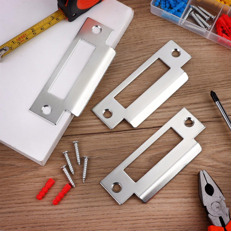 6Pcs 4-7/8" Zinc Plated Strike Plate Universal Door Strike Plate Replacement Lock Strike Plate T Strike Deadbolt Strike Plate Door Backplate Iron with Brushed Zinc Finish for Use(Large Hole) 6PCS
