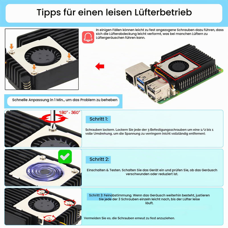 Geekworm H505 Active Cooler Fan for Raspberry Pi 5 16GB/8GB/4GB/2GB | Aluminum Heatsink with Blower PWM Fan