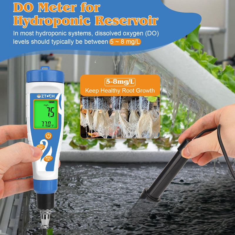 [Australia - AusPower] - Portable Dissolved Oxygen Meter for Pond, Digital Dissolved Oxygen Test Kit for Fish Tank, Do Meter Oxygen Analyzer with 3.6ft Probe for Koi Pond Aquarium, Measure DO in Water, Aquaponics 