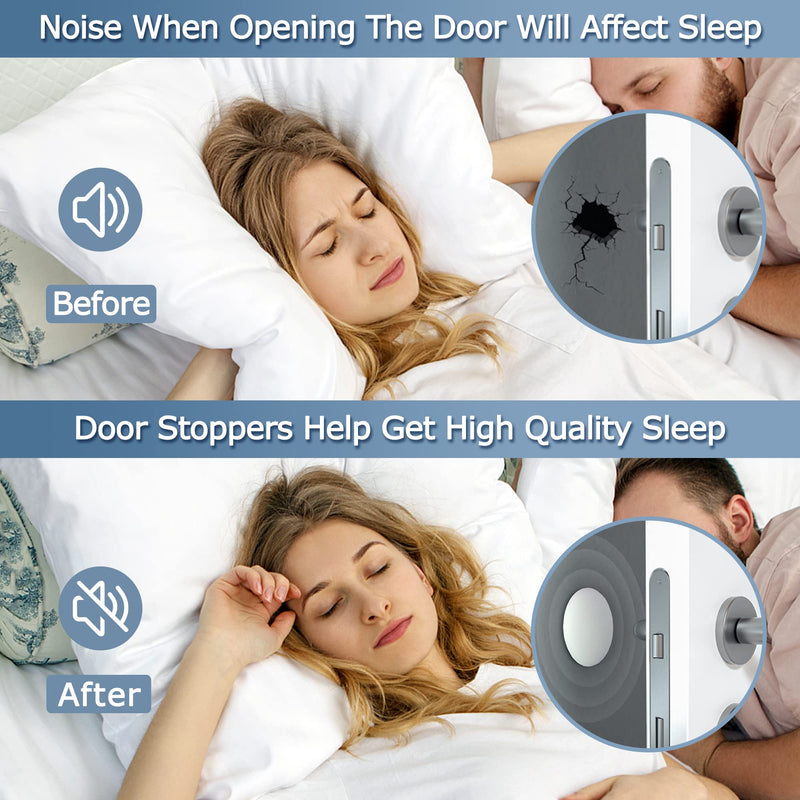 [Australia - AusPower] - XoYoZo Door Stoppers Wall Protector Buffer Guard Doorknob Door Handle Bumper Self Adhesive Silencer Soft Rubber Crash Pad for Home Office Round-White 