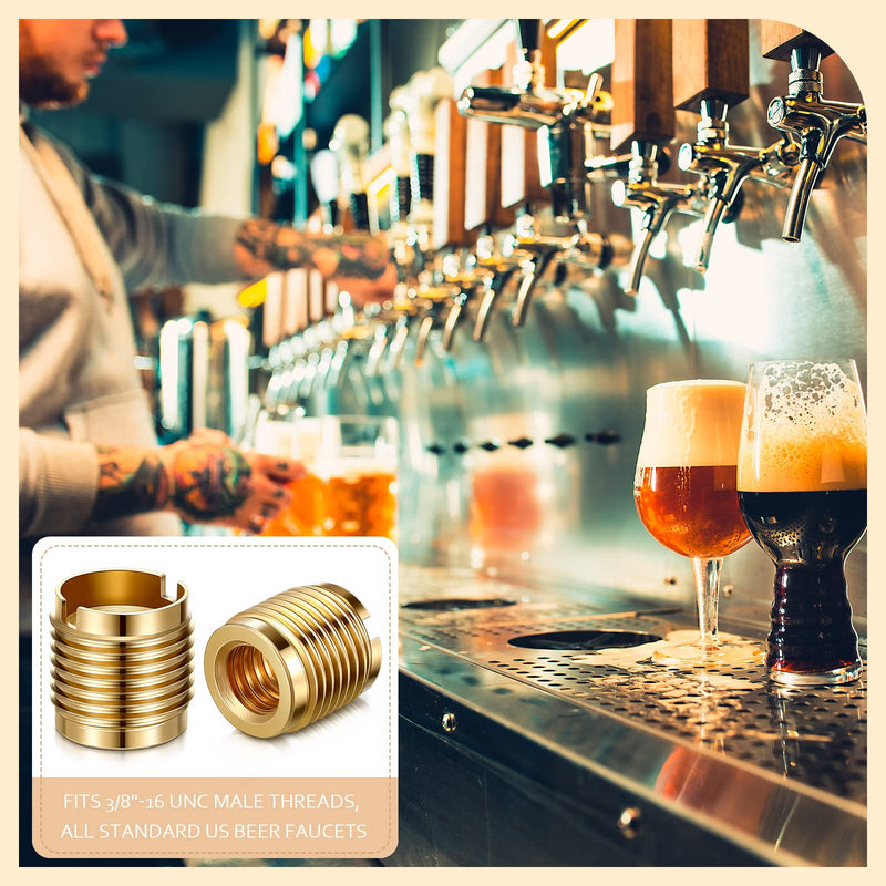 [Australia - AusPower] - 10 Pieces Brass Threaded Inserts 3/8-16 Internal Threads Dual Threaded Inserts for Wood 0.625 Inch Long, Knife Threads for Wooden Tap Handle Beer Tap Handle Insert Homebrew Hardware 