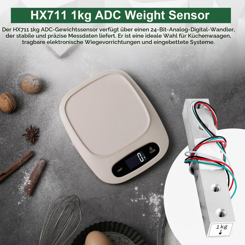 HX711 ADC Weighing Cells 1 kg Weight Sensor Digital Load Cells Weight Sensor 1 kg Portable Electronic Kitchen Scales Load Cells Weight Pack of 2