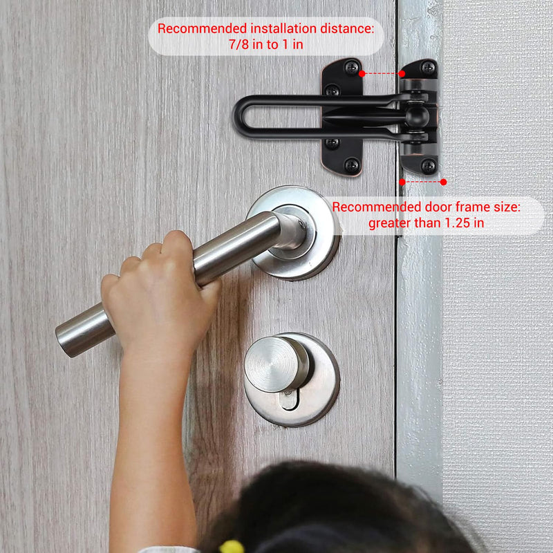 WellMade Swing Bar Door Lock Latch,Door Security Latch for Kids Safety and Home Security, Reinforcement Door Latch Guard Clasp（Oil Rubbed Bronze，4 Pack) 4 Pack Oil Rubbed Bronze
