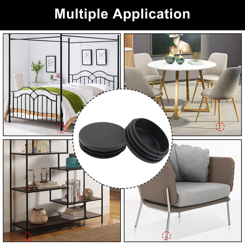 [Australia - AusPower] - 4 Pack 3 Inch Round Plastic Plugs, Durable Plastic Round End Caps, Black Round Tubing Plug, Pipe Tubing End Cap for Chair Table Stool Leg 3 Inch, 4 Pack 