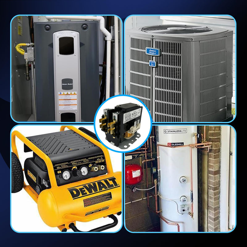 [Australia - AusPower] - HVAC Motor Contactor 1 Pole FLA 40 Amp Coil 24VAC Air Conditioner Definite Purpose Contactor Replacement Relays, A/C, Heat Pump, Refrigeration Systems (1 Pole 40A 24V) 1P 40A 24V 