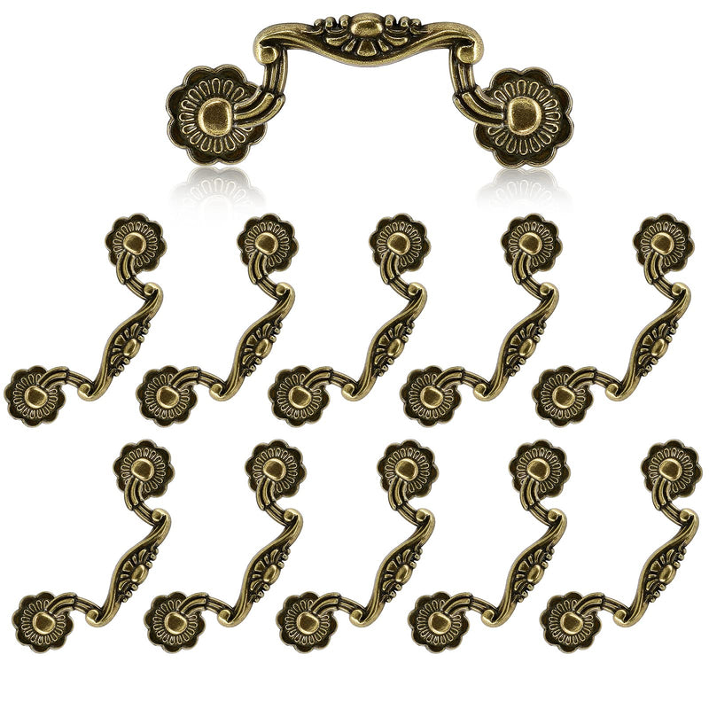 10pcs Antique Bronze Cabinet Pulls, 3 inch Hole Centers Vintage Cabinet Drawer Handles, Retro Dresser Drawer Pulls, Cabinet Door Handles for Dresser Chest Closet 76mm | 3 inch C/C 10