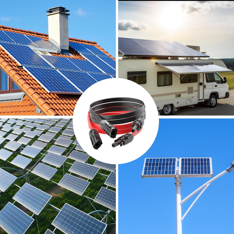 Pack of 2 Solar Panel Flat Cable 4 mm², 35 cm Solar Cable Window Feed-Through Flexible PV Flat Cable for Balcony Power Plant and Solar Power Station 35cm-2 pieces