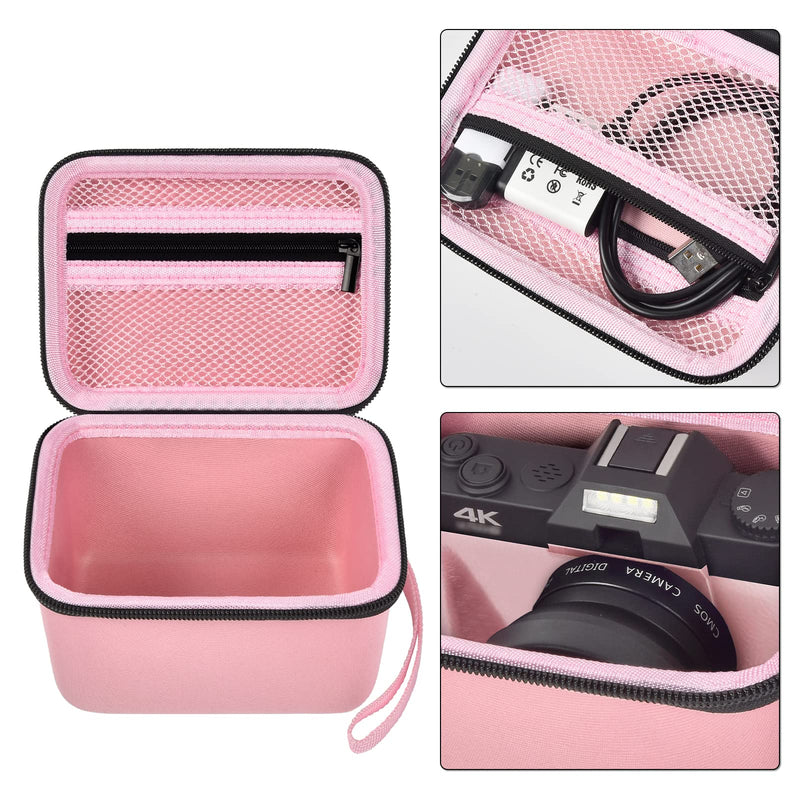 [Australia - AusPower] - Vlogging Camera Case Compatible with brewene/for Femivo/for KVUTCIEIN/for Duluvulu 4K 48MP Digital Cameras for Youtube. Vlog Camera Carrying Storage for Lens, Cable and Other Accessories (Pink) Pink 