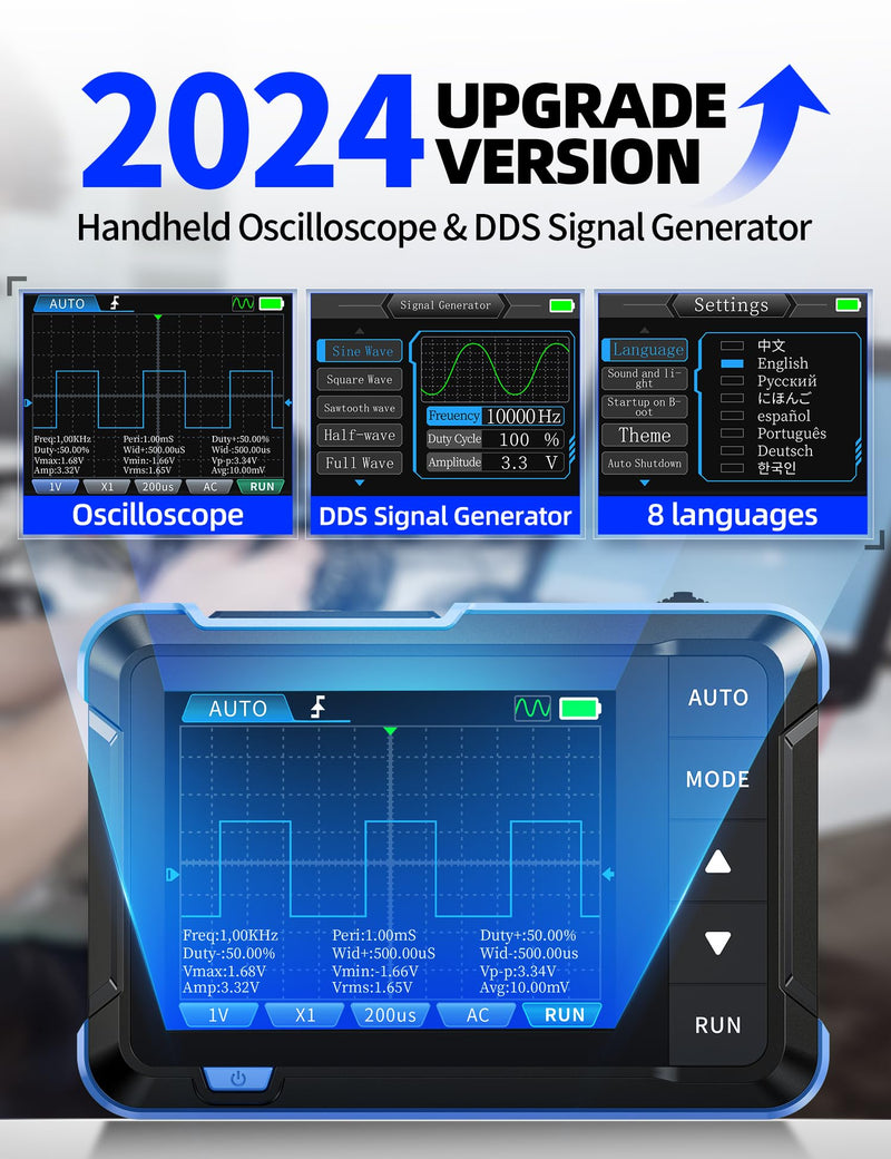[Australia - AusPower] - FNIRSI DSO153 2 in 1 Handheld Oscilloscope/DDS Signal Generator, Digital Portable Automotive Oscilloscope with 2.8 inch TFT, 1MHz Bandwidth, 5MS/s Sampling Rate, Trigger Function Auto/Nomal/Single 