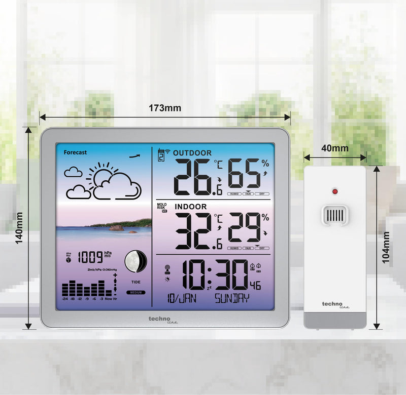 [Australia - AusPower] - Techno Line WS6520 Weather Station with Coloured Display, Radio-Controlled Clock, Temperature Display, Mould Warning, Trends, Forecasts, Animations - Simply Everything You Can Imagine 