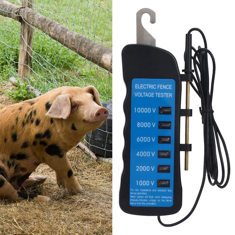 [Australia - AusPower] - Electric Fence Voltage Tester, Electric Fence Troubleshooter Voltmeter High Voltage 1000-10000V Garden Tools, Waterproof Portable Voltage Meter with 6-Piece Light for Farm 