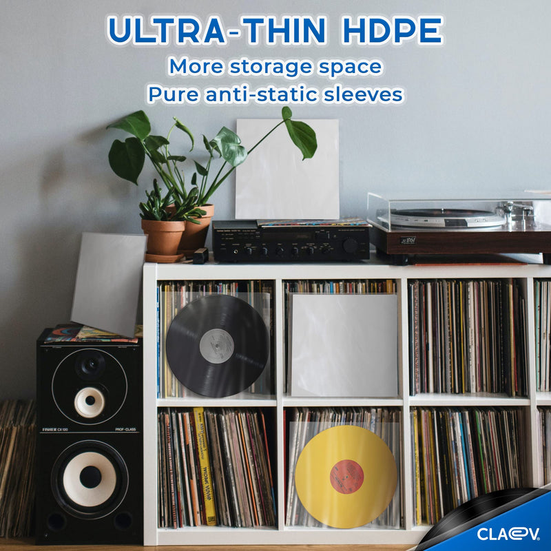 [Australia - AusPower] - 50 Anti Static Inner Record Sleeves for Vinyl LP Records (12 inch, Square, Translucent), Album Record Protective Plastic Covers for Storage 50 Pack 
