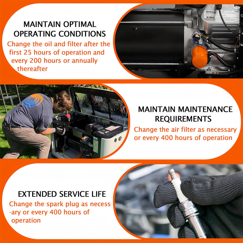 6482 Maintenance Kit Fit for Generac 8kW 10kW Standby Generators 410cc 460ccEngine Scheduled Maintenance Kit Include 9371AS Air Filter, 070185E Oil Filter