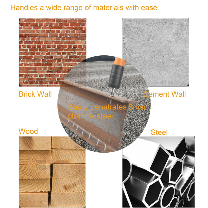 [Australia - AusPower] - 50pcs Manual Round Nails with M8 Screw Nut for Concrete Nailler,7.3mm Dia.42mm Long Multi-Purpose Steel Nail Wall Fastening Tool Kits Accessories(42mm-with M8 Screw Nut) 42mm-M8 Screw Nut 