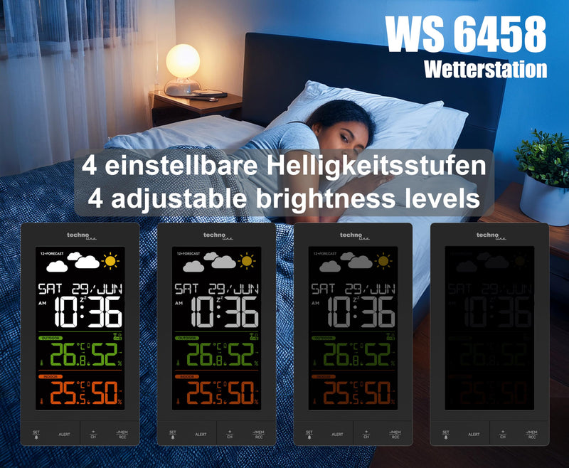 [Australia - AusPower] - Wireless Weather Station WS6458 with TX308 Outdoor Transmitter, up to 3 Transmitters, Indoor Temperature, Outdoor Temperature, Indoor and Outdoor Humidity, Weather Trend Display, Dimmable Display Modern 