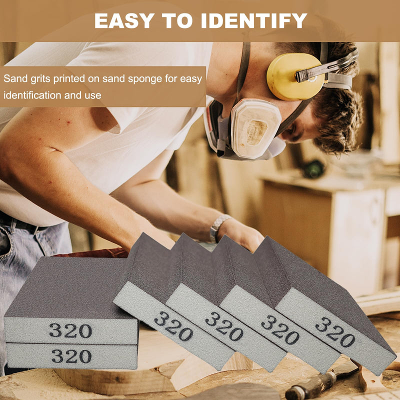 [Australia - AusPower] - 6 Pack 320 Grit Hand Sanding Block, Washable and Reusable Sanding Sponge Great for Pot Brush Pan Brush Sponge Brush Glasses Sanding Wood Sanding Metal Sanding (320 Grit) 