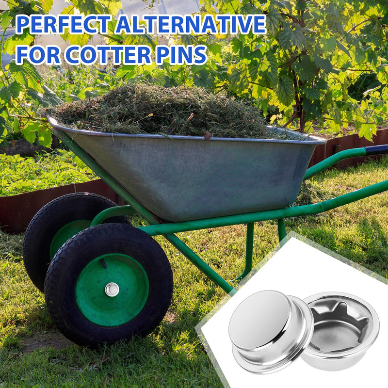 [Australia - AusPower] - 12pcs 5/8 Inch Dolly Wheel Lock Washer,Push Nuts,Stainless Steel Axle Cap for Rolling Bins, Lawn Wagons and Hand Trucks,Reliable Alternative to Cotter Pins 