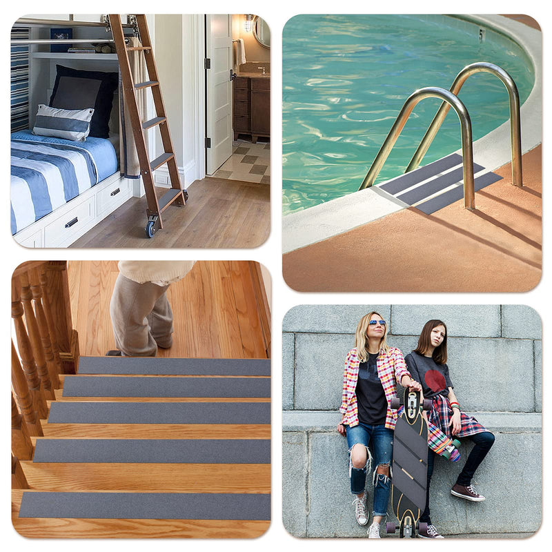 Qingluan Anti Slip Tape Heavy Duty Grip Tape Non Slip Stair Treads Waterproof High Traction Safety Tape for Indoor Outdoor Stairs Steps Floors (Grey, 2 Inch x 59ft) Grey