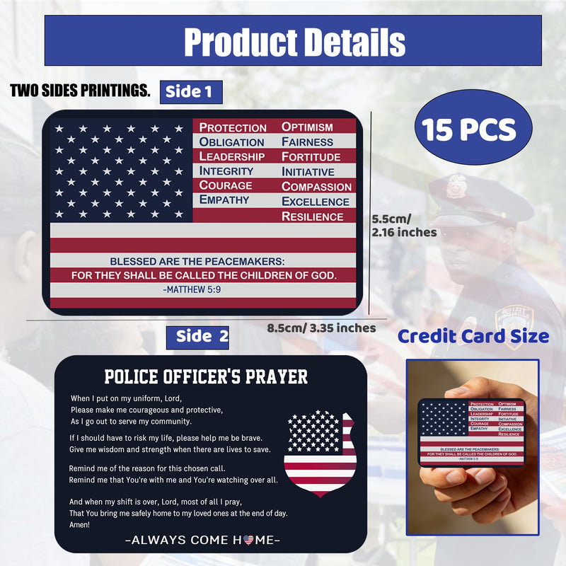 Police Officer Prayer Cards Gift Set with Keychains, Bulk Law Enforcement Thank You Gifts for Graduation & Police Week PoliceCard-R45