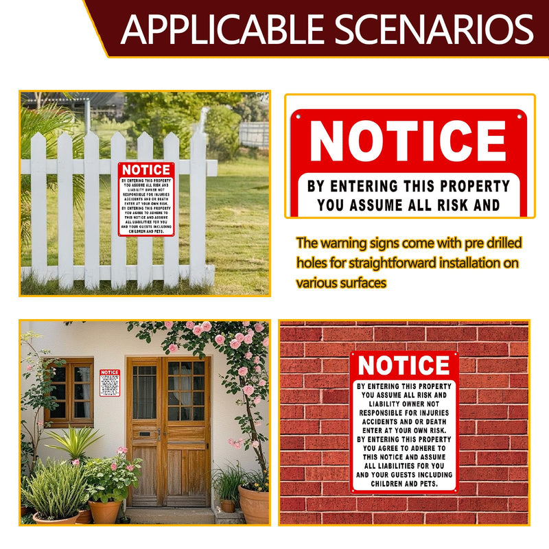 Not Responsible For Accidents Or Injuries Sign, Risk Warning Signs For Property, 9'' X 12'' Enter At Your Own Risk Industrial/No Intrusion Warning Sign (2) 2