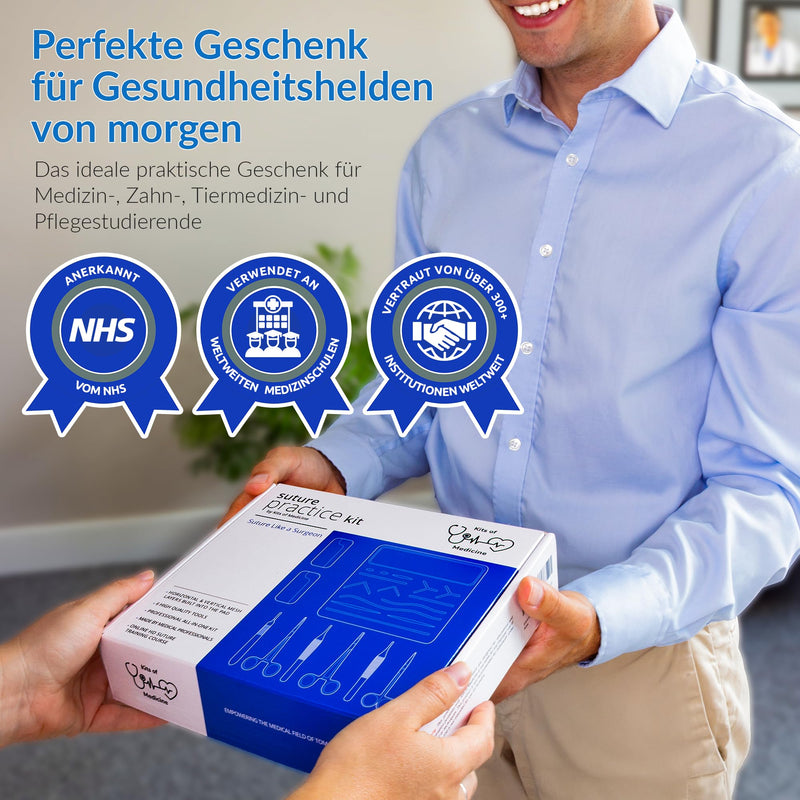 Surgical Suture Set, Includes Wound Stitching Videos (English Language Not Guaranteed), Perfect Gift for Medical Students / Veterinarians / Dentists / Nurses, Wound Stitching Practice Set, Non-slip Base for Stability