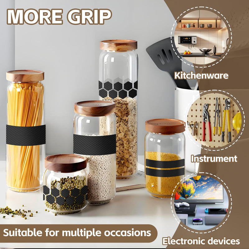 Rubber Grip Tape Kit, Durable Non-Slip Tape with 92 Customizable Pre-Cut Strips, Ideal For Increasing Friction and Comfortable on Phones, Cups, Tool Handles, and Game Controllers.( 2Pack, Black) 2