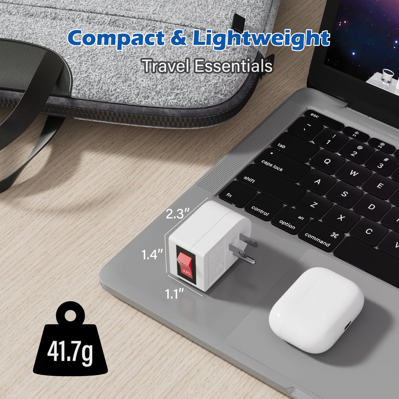 HiFind Grounded Outlet Extender with ON/Off Switch (10 Pack), 3 Prong Single Port Power Adapter, Energy & Space Saving Wall Tap Plug with Red Indicator for Light & Small Appliance, ETL, White 10 Pack