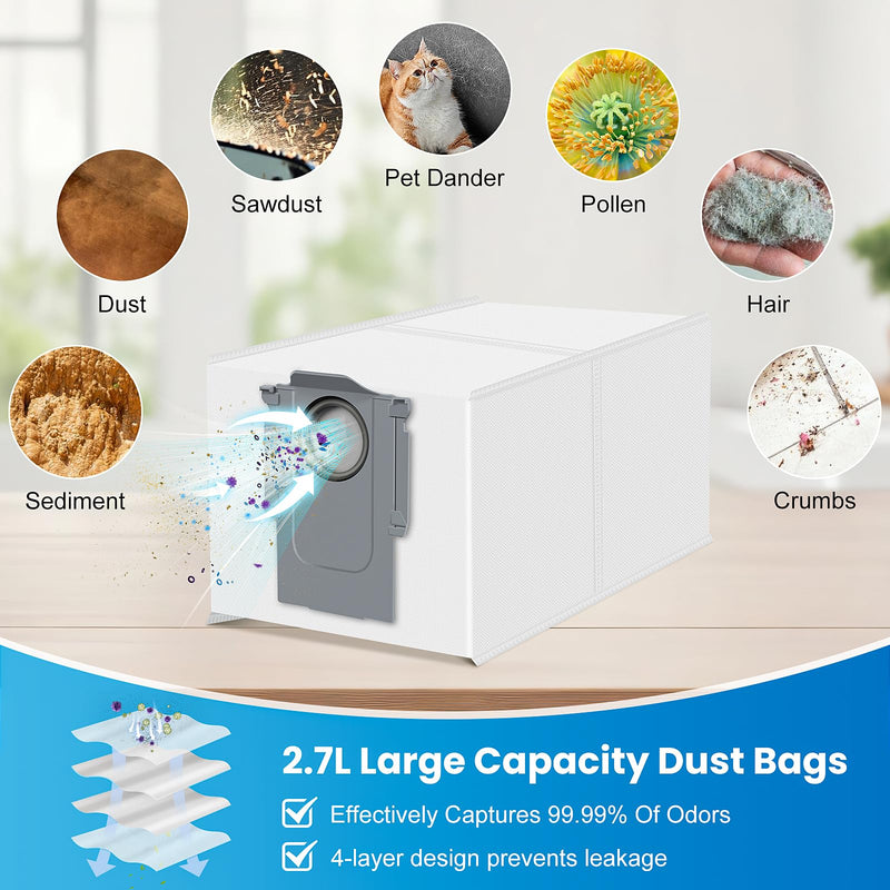 [Australia - AusPower] - 25 Pack Replacement Parts Compatible with Roborock Saros Z70 Robot Vacuum, Accessories Kit with 1 Main Brush,6 Dust Bags,6 Mop Pads,4 Hepa Filters,4 Side Brush 