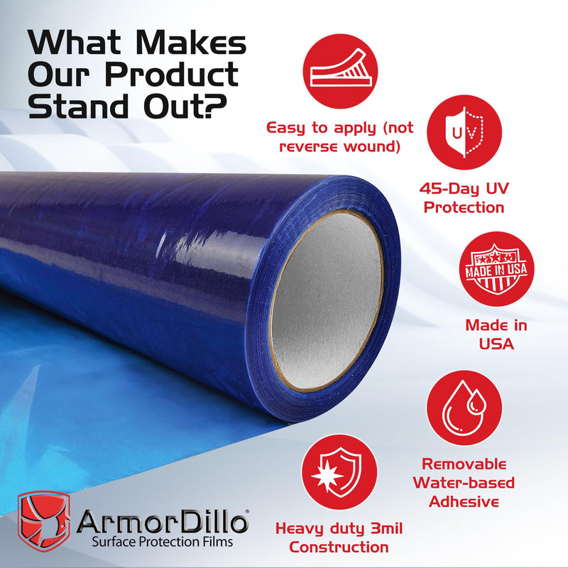 ArmorDillo New 3-Ply Strong Easy to Use Hardwood Floor, Hard Surface Protection Film (18" x100') 17.5x1200 Inch (Pack of 1)