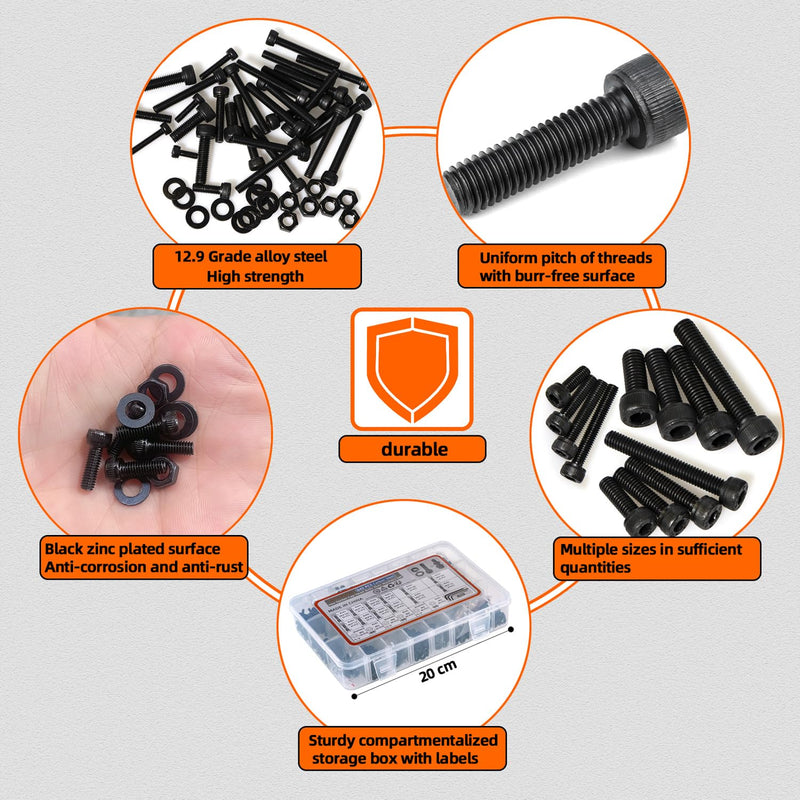 [Australia - AusPower] - M3 M4 M5 Metric Hex Socket Head Cap Screws Assortment Kit & ATHYUTH M2 Metric Hex Socket Head Cap Screws Assortment Kit 
