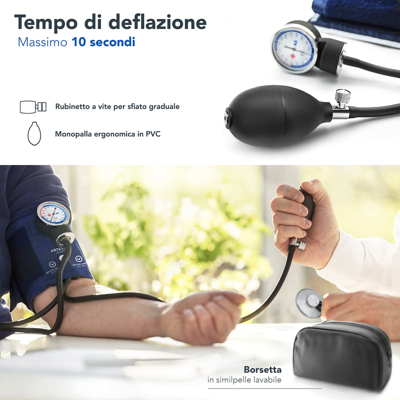 [Australia - AusPower] - AIESI Professional Manual Aneroid Sphygmomanometer classic type for adults with stethoscope DOCTOR PRECISION - Arm blood pressure meter kit with phonendoscope 