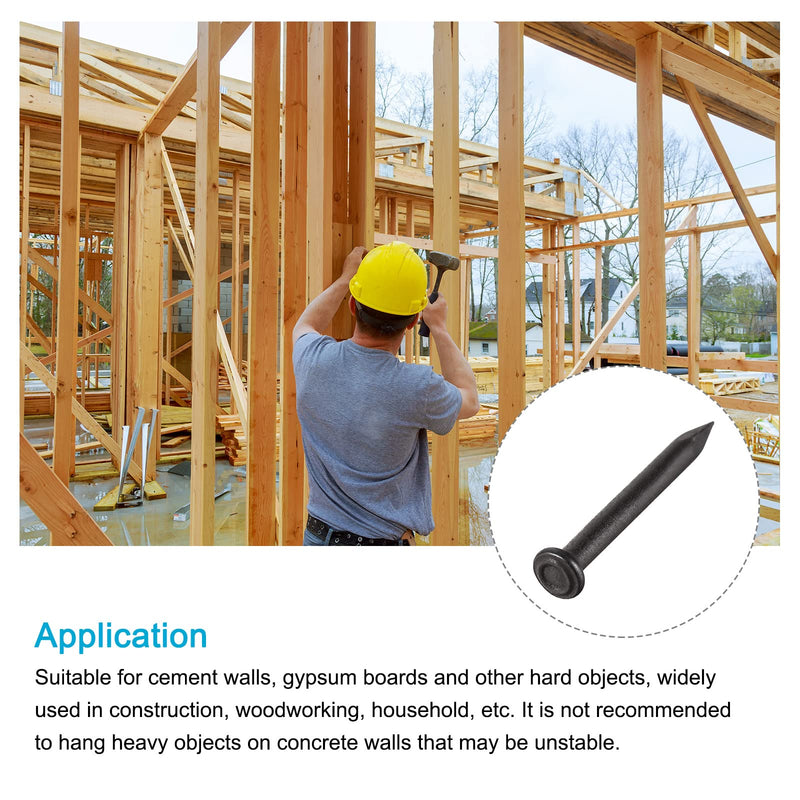 [Australia - AusPower] - Wall Cement Nails (2x20mm) 500pcs, Carbon Steel Hardware Nails - for House Maintenance DIY Woodworking, Black 