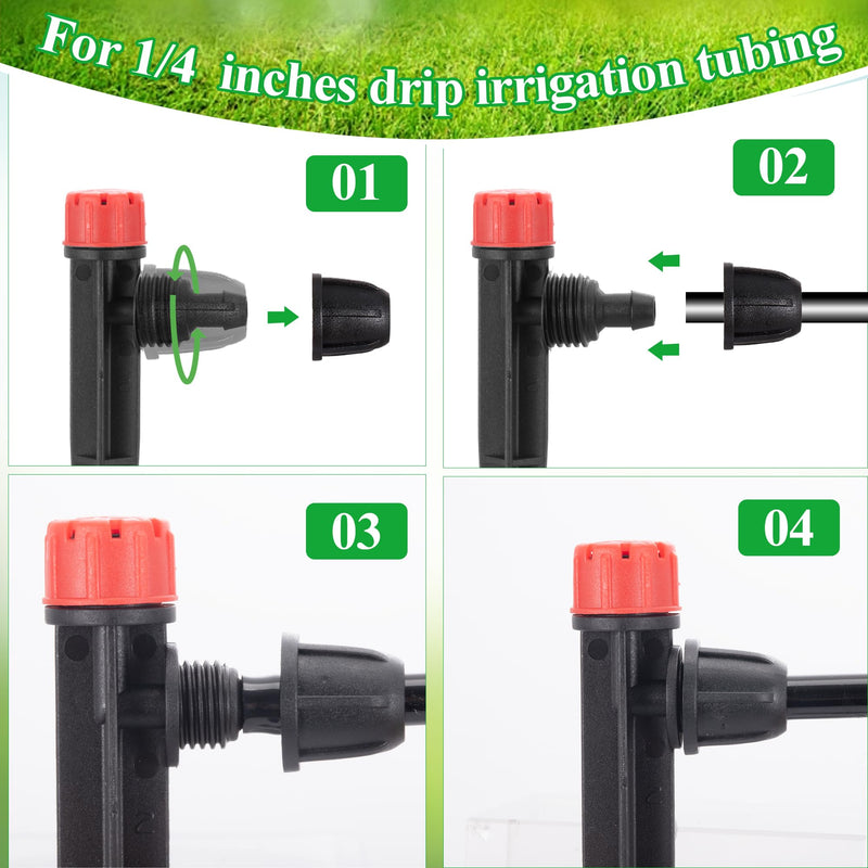 [Australia - AusPower] - 60 Pcs Drip Irrigation Sprayer Emitters for 1/4" Irrigation Tubing,Adjustable Water Flow Irrigation Misting Emitters Irrigation Drippers,3 Style Drip Micro Sprinkler Nozzles for Garden Water System 