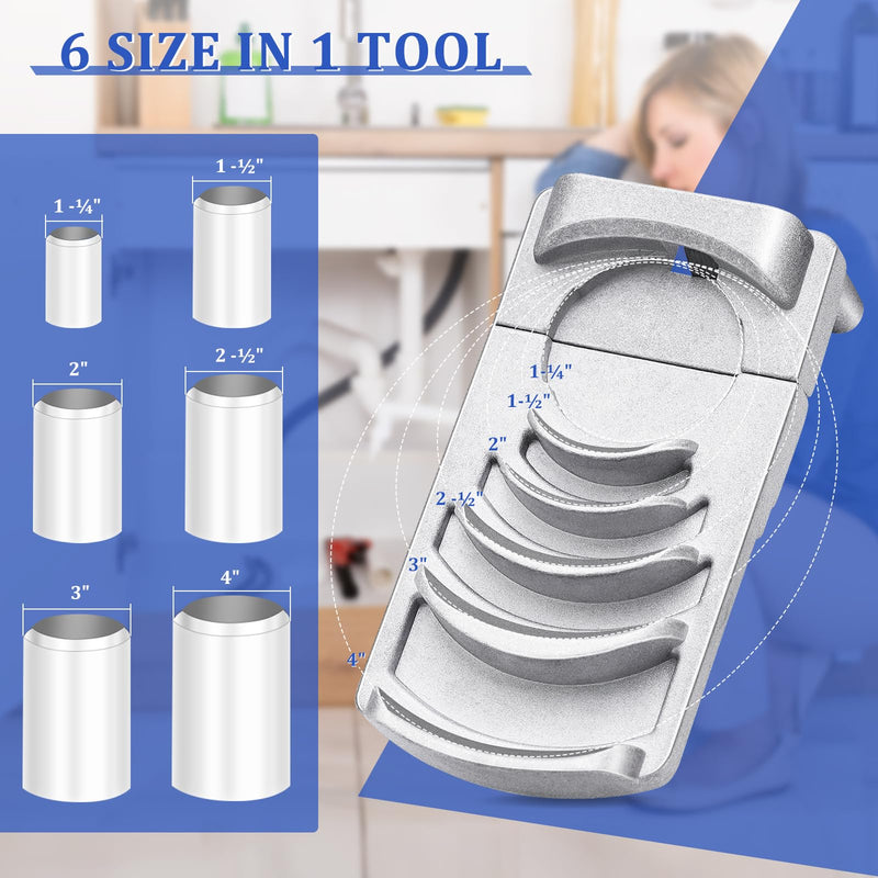 [Australia - AusPower] - Deburring Tool for Plastic Pipe, Suitable for 6 Pipes Size from 1-1/4 to 4-Inch, Professional PVC Pipe Reamer, PVC Chamfer Tool Creates Smooth Chamfer, Achieve More Uniform Coverage and Adhesion 