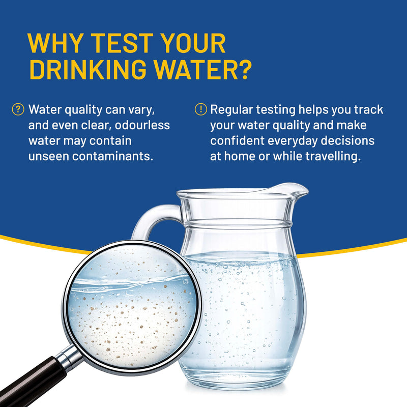 [Australia - AusPower] - 16-in-1 Drinking Water Test Strips (100 Pack) – Easy Home Water Testing Kit for Tap, Spring, Well & RV Water, Tests for Hardness, Chlorine, pH, Metals, Nitrates, Iron & More 