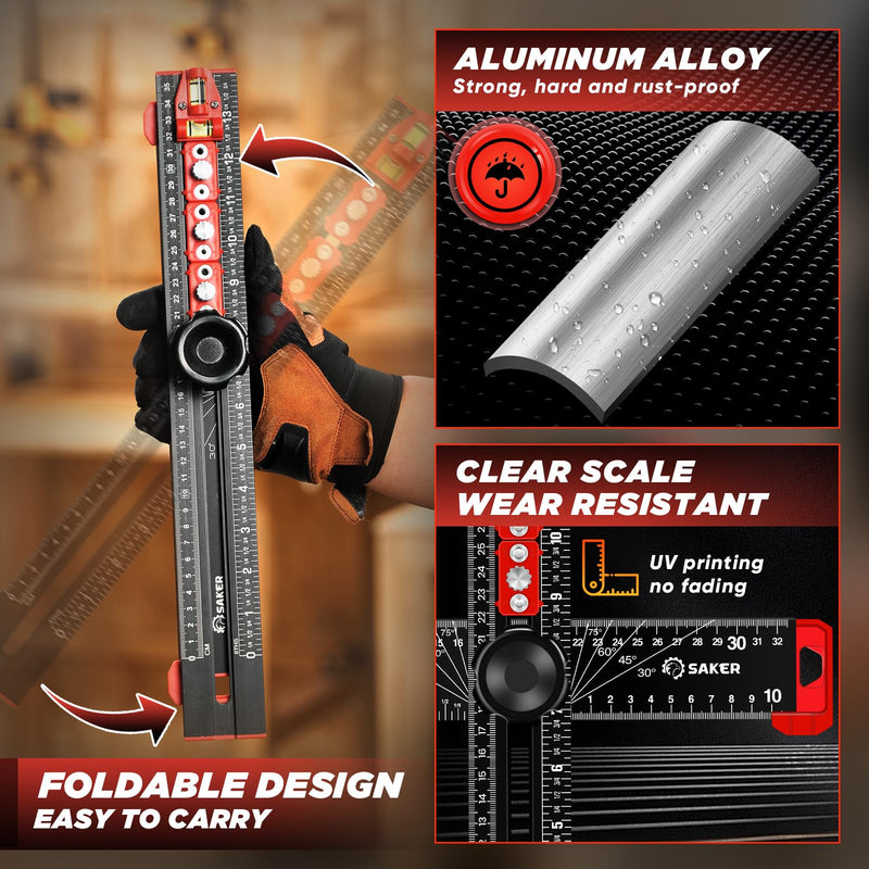[Australia - AusPower] - Saker Miter Saw Protractor and Saker 4-in-1 Drilling Positioning Ruler 