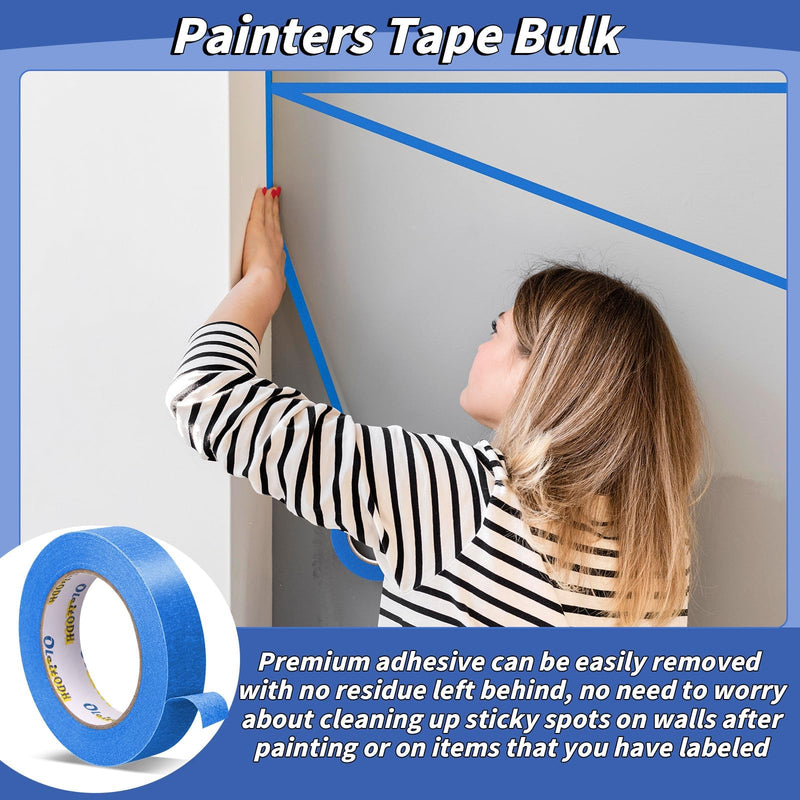 4 Rolls Blue Painters Tape Bulk 4 inch x 60 Yards, Total 240 Yd, Painters Masking Tape No Residue Wall Painting Tape Artist Tape Trim Edge Finishing Tape for Wall Painting Decoration DIY Supplies 4In x 60Y - 4Pack