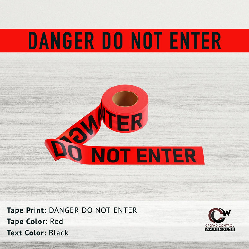 PE Warning Tape, 2.0 mil x 1000 Ft. x 3 Inch, Red Tape with "Danger DO NOT Enter" Black Print - Trafford Industrial Large Red Danger DO NOT Enter